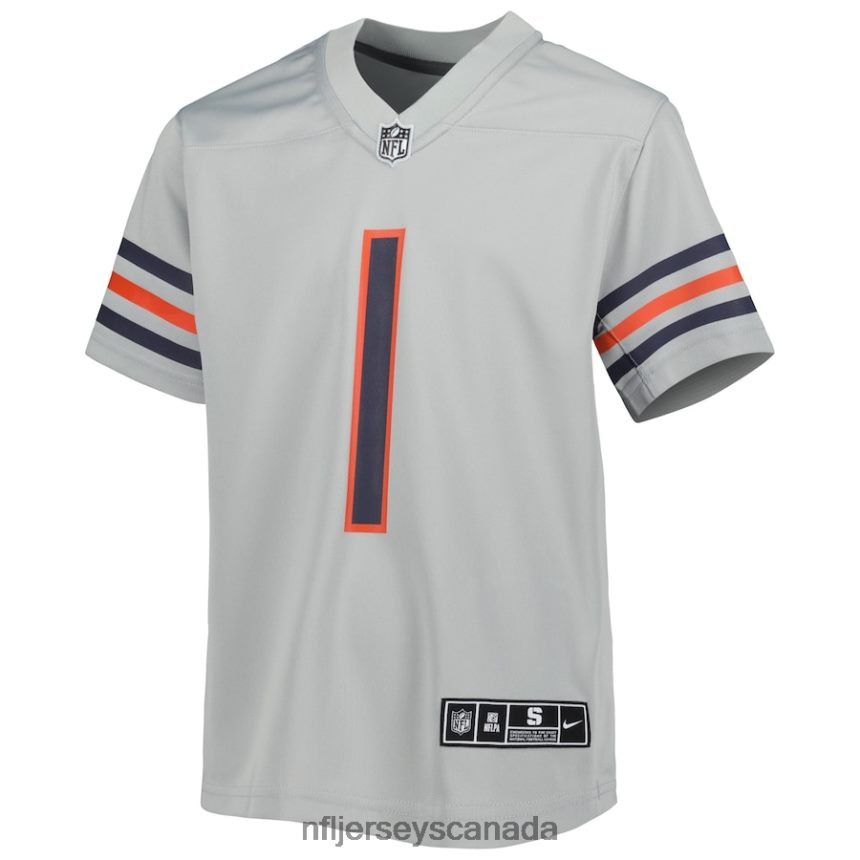 Youth Chicago Bears Justin Fields Nike Gray Inverted Game Jersey Clothing NFL TBXFR61095