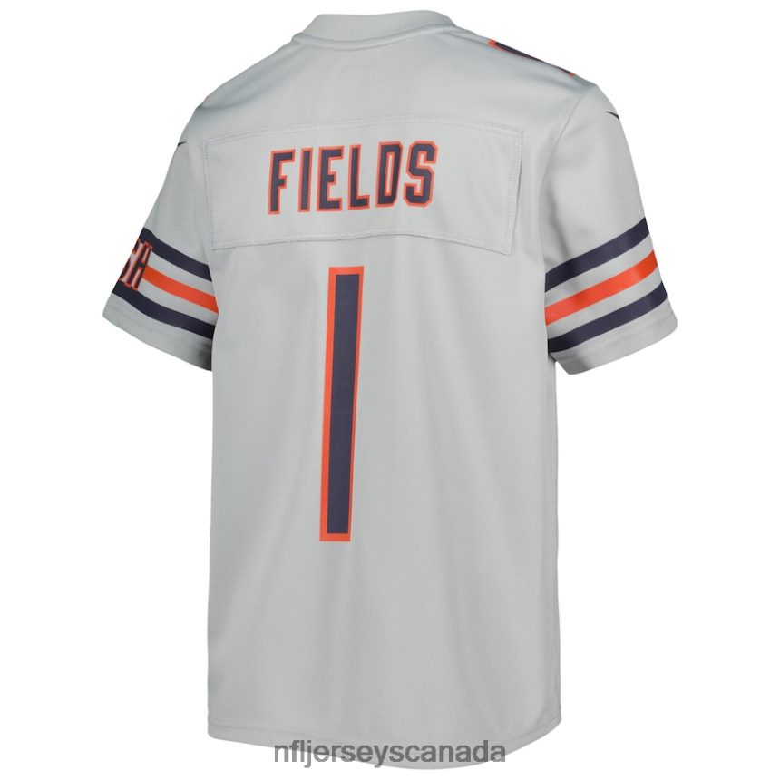 Youth Chicago Bears Justin Fields Nike Gray Inverted Game Jersey Clothing NFL TBXFR61095