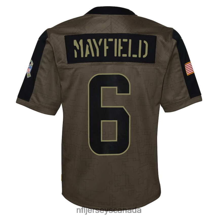 Youth Cleveland Browns Baker Mayfield Nike Olive 2021 Salute To Service Game Jersey Clothing NFL TBXFR65182