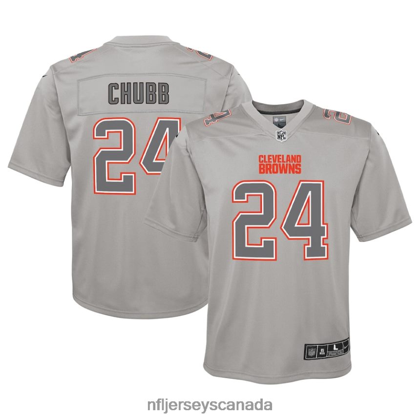 Youth Cleveland Browns Nick Chubb Nike Gray Atmosphere Game Jersey Clothing NFL TBXFR62512