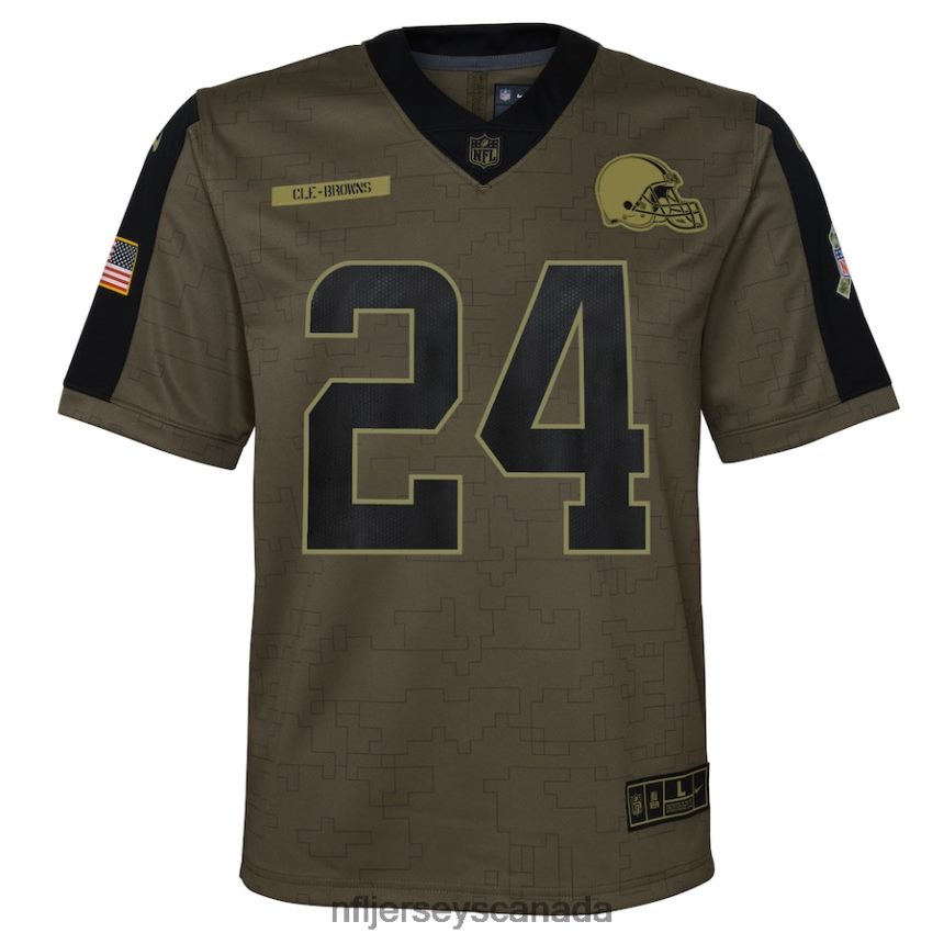 Youth Cleveland Browns Nick Chubb Nike Olive 2021 Salute To Service Game Jersey Clothing NFL TBXFR62866