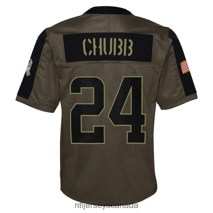 Youth Cleveland Browns Nick Chubb Nike Olive 2021 Salute To Service Game Jersey Clothing NFL TBXFR62866