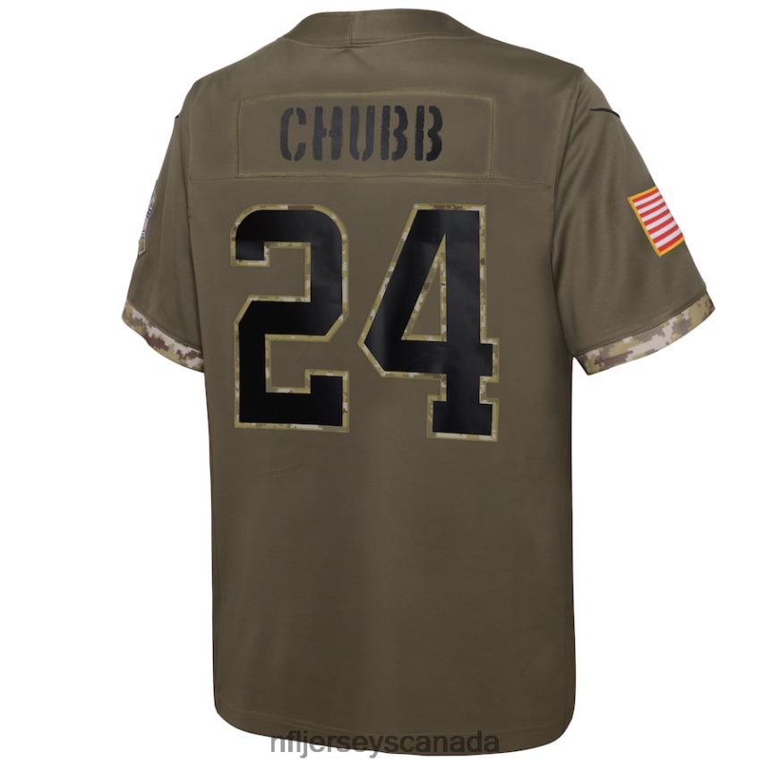 Youth Cleveland Browns Nick Chubb Nike Olive 2022 Salute To Service Player Limited Jersey Clothing NFL TBXFR63915