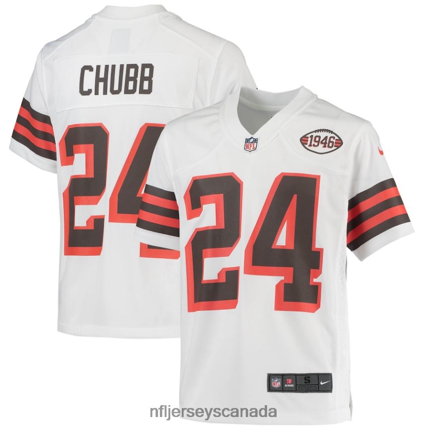 Youth Cleveland Browns Nick Chubb Nike White 1946 Collection Alternate Game Jersey Clothing NFL TBXFR61078