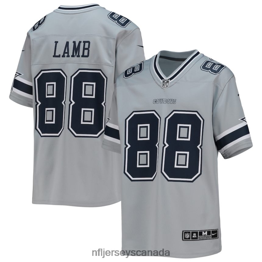 Youth Dallas Cowboys CeeDee Lamb Nike Silver Inverted Team Game Jersey Clothing NFL TBXFR61248