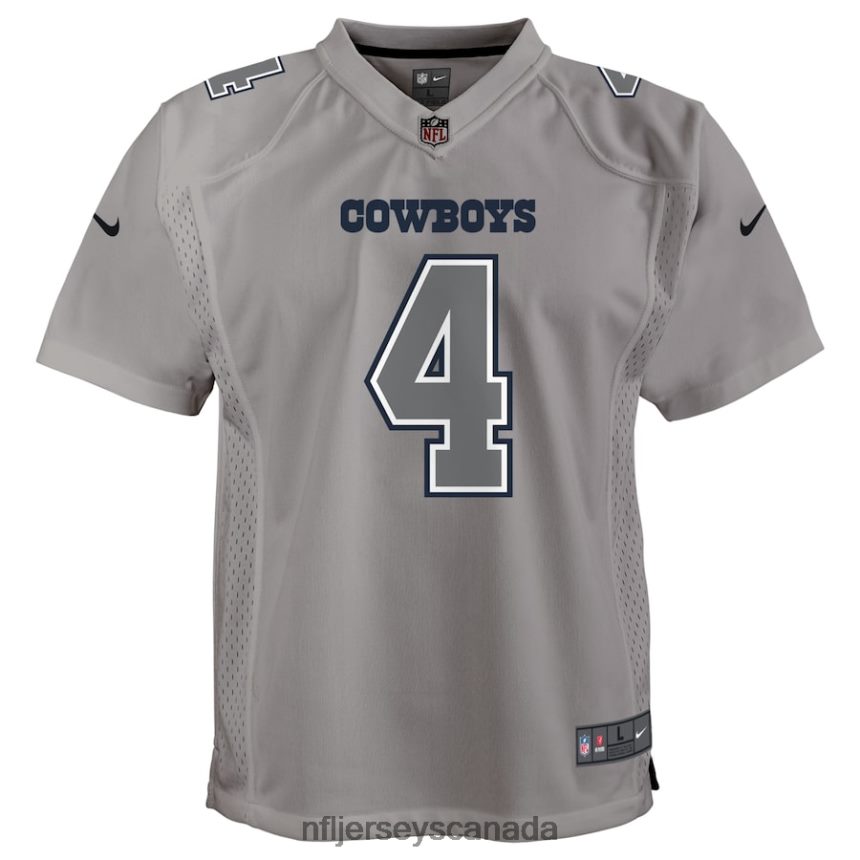 Youth Dallas Cowboys Dak Prescott Nike Gray Atmosphere Game Jersey Clothing NFL TBXFR62403