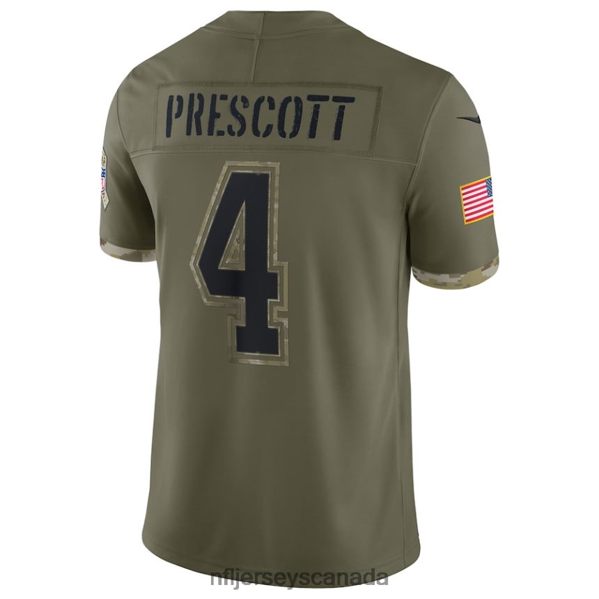 Youth Dallas Cowboys Dak Prescott Nike Olive 2022 Salute To Service Player Limited Jersey Clothing NFL TBXFR61491