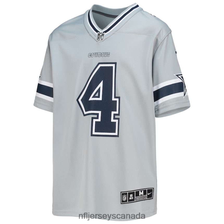 Youth Dallas Cowboys Dak Prescott Nike Silver Inverted Team Game Jersey Clothing NFL TBXFR63822