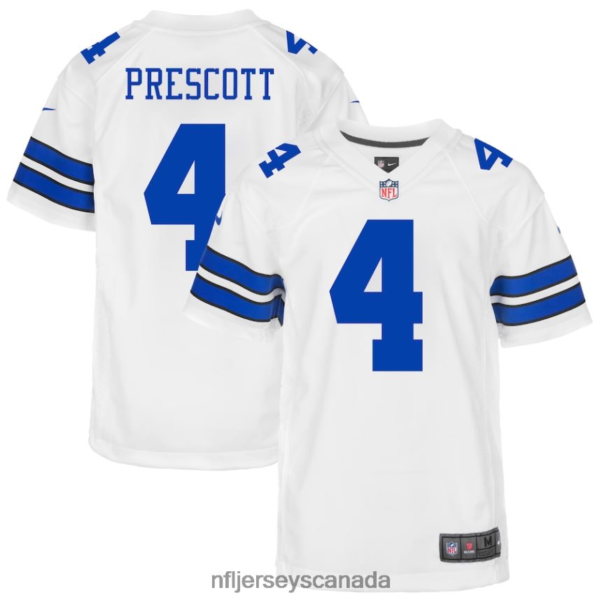 Youth Dallas Cowboys Dak Prescott Nike White Game Jersey Clothing NFL TBXFR62104
