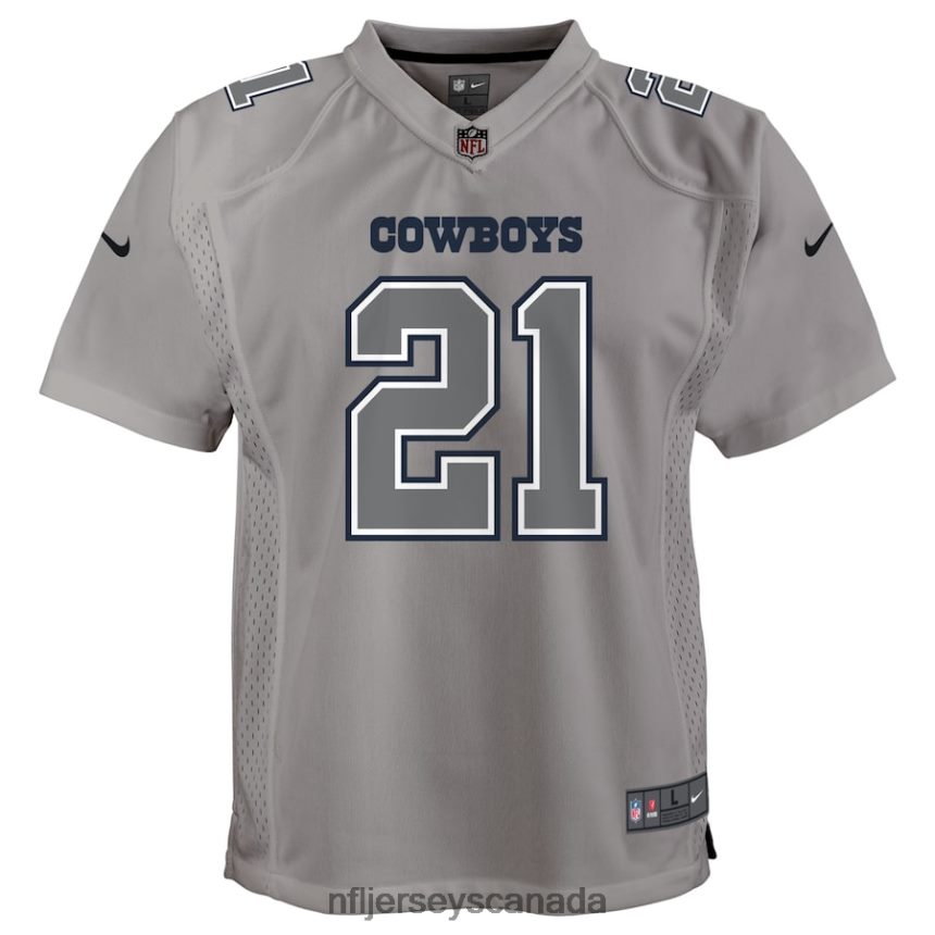 Youth Dallas Cowboys Ezekiel Elliott Nike Gray Atmosphere Game Jersey Clothing NFL TBXFR62946