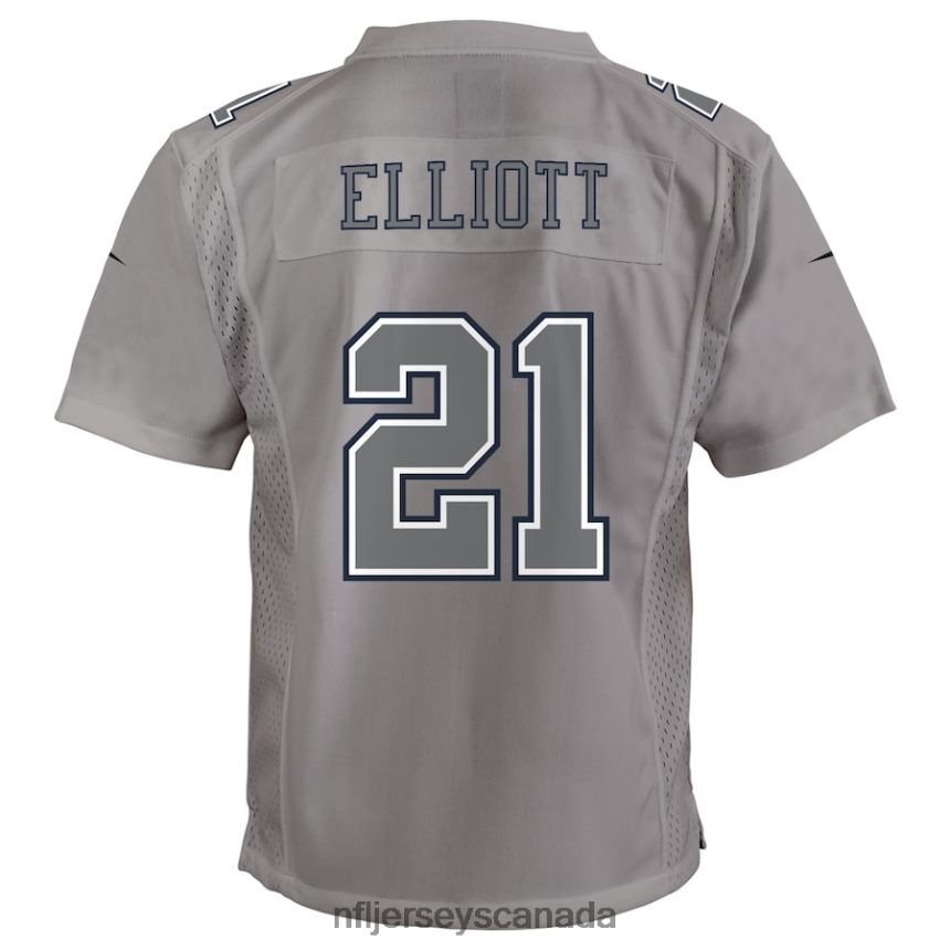 Youth Dallas Cowboys Ezekiel Elliott Nike Gray Atmosphere Game Jersey Clothing NFL TBXFR62946