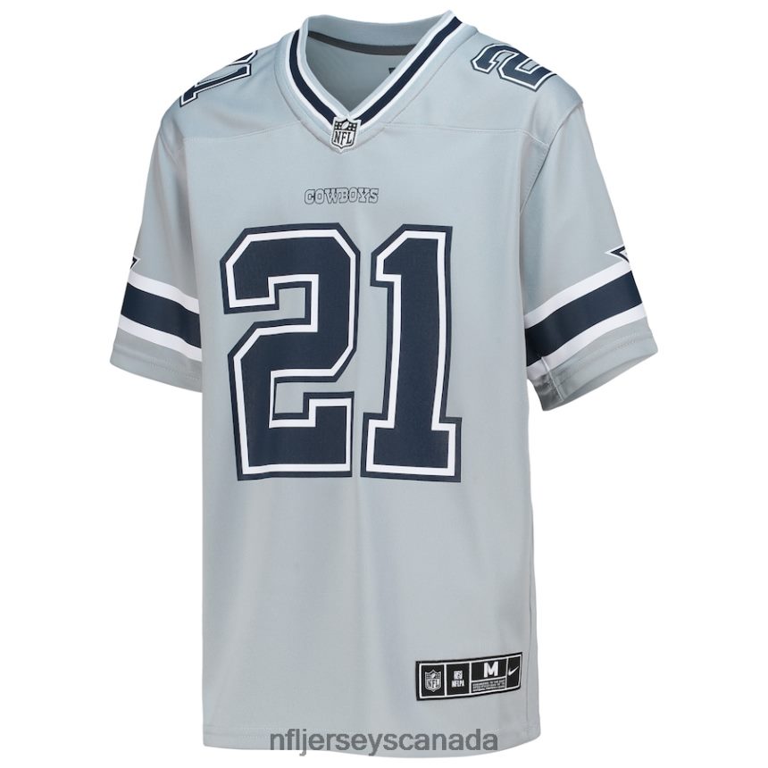 Youth Dallas Cowboys Ezekiel Elliott Nike Silver Inverted Team Game Jersey Clothing NFL TBXFR62284