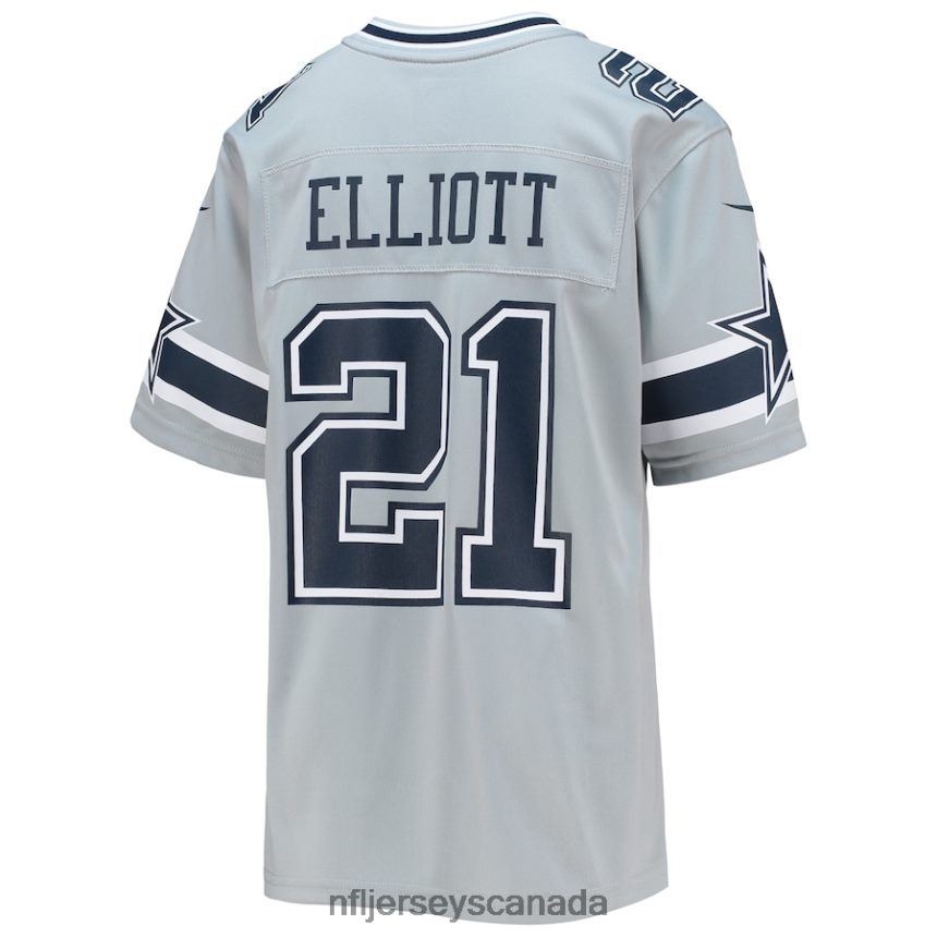 Youth Dallas Cowboys Ezekiel Elliott Nike Silver Inverted Team Game Jersey Clothing NFL TBXFR62284