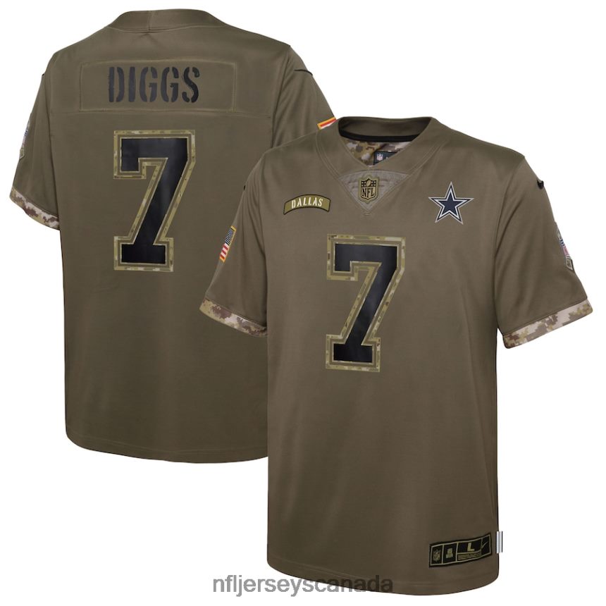Youth Dallas Cowboys Trevon Diggs Nike Olive 2022 Salute To Service Player Limited Jersey Clothing NFL TBXFR62714