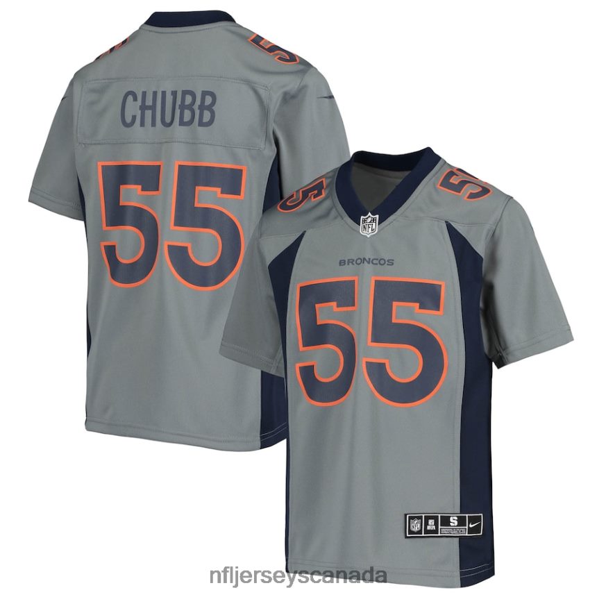 Youth Denver Broncos Bradley Chubb Nike Gray Inverted Team Game Jersey Clothing NFL TBXFR62238