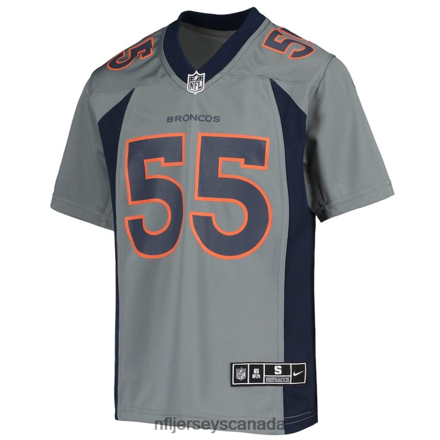 Youth Denver Broncos Bradley Chubb Nike Gray Inverted Team Game Jersey Clothing NFL TBXFR62238
