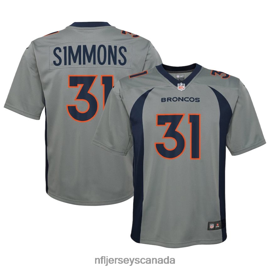Youth Denver Broncos Justin Simmons Nike Gray Inverted Game Jersey Clothing NFL TBXFR61840