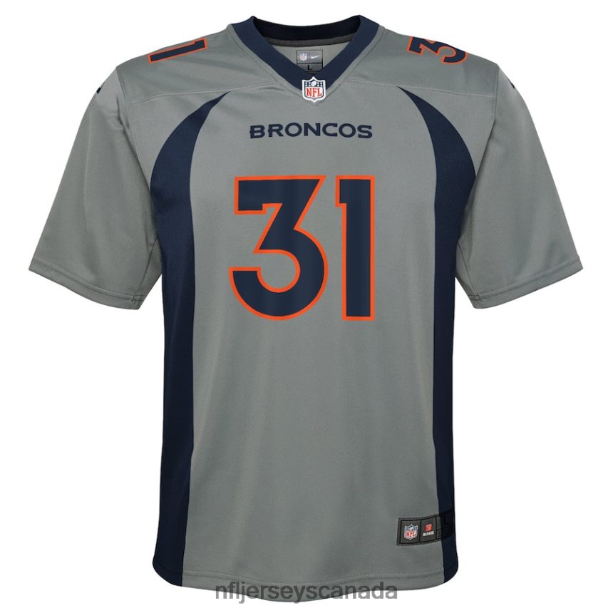 Youth Denver Broncos Justin Simmons Nike Gray Inverted Game Jersey Clothing NFL TBXFR61840