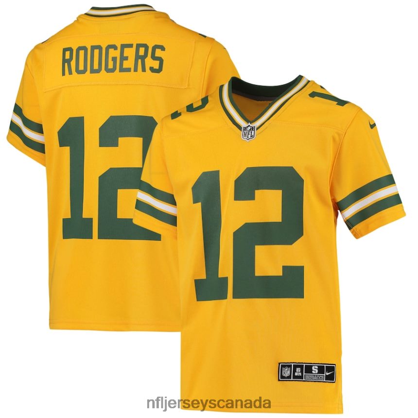Youth Green Bay Packers Aaron Rodgers Nike Gold Inverted Team Game Jersey Clothing NFL TBXFR62078