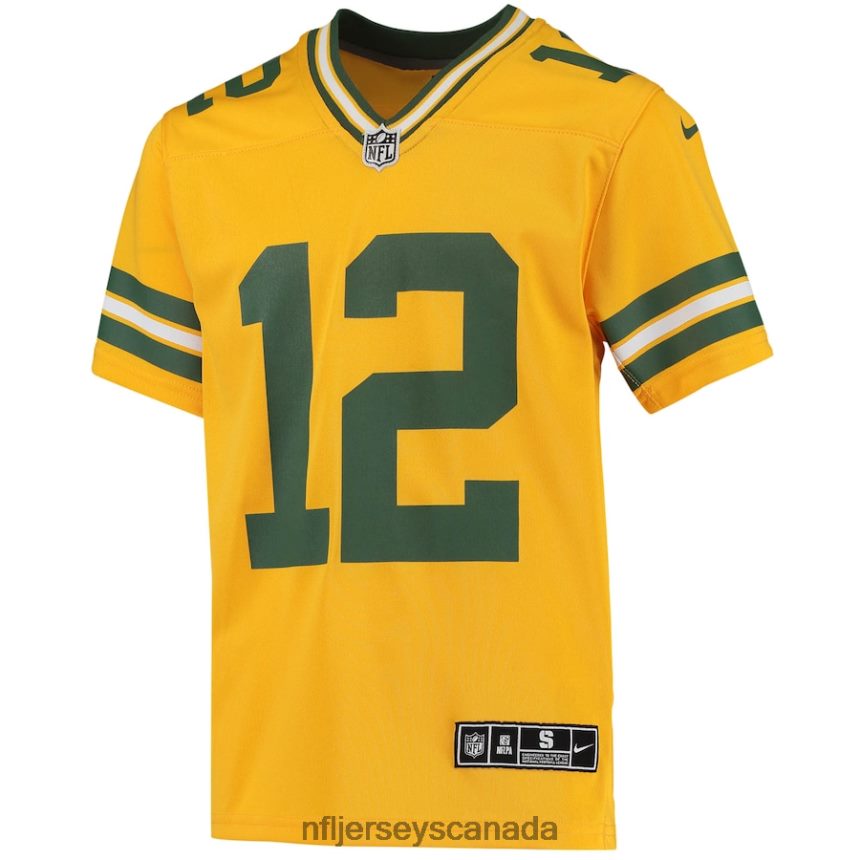 Youth Green Bay Packers Aaron Rodgers Nike Gold Inverted Team Game Jersey Clothing NFL TBXFR62078
