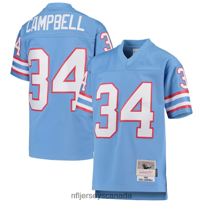 Youth Houston Oilers Earl Campbell Mitchell  Ness Light Blue 1980 Gridiron Classic Legacy Retired Player Jersey Clothing NFL TBXFR61143