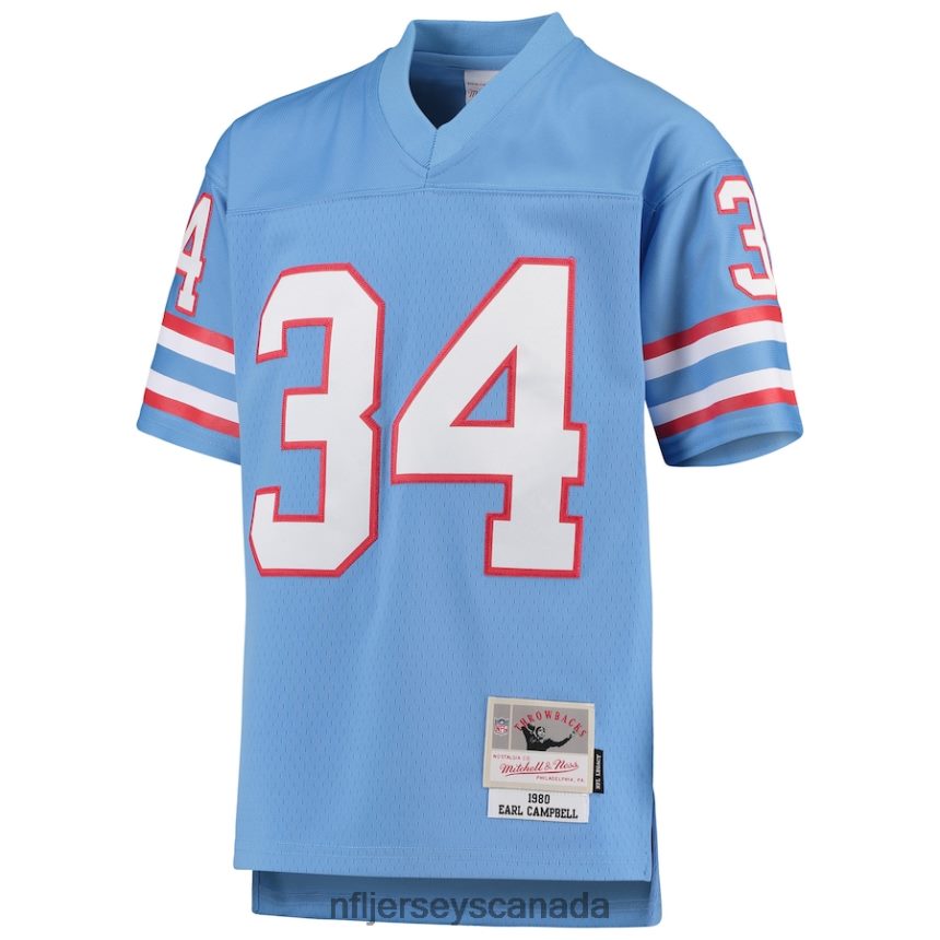 Youth Houston Oilers Earl Campbell Mitchell  Ness Light Blue 1980 Gridiron Classic Legacy Retired Player Jersey Clothing NFL TBXFR61143