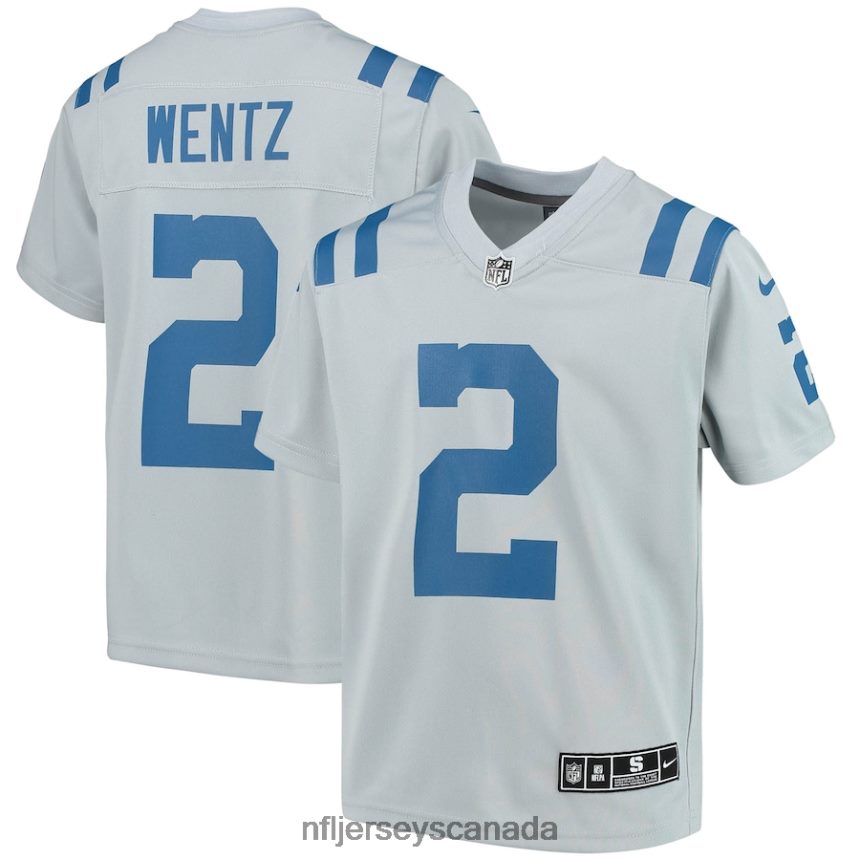 Youth Indianapolis Colts Carson Wentz Nike Gray Inverted Team Game Jersey Clothing NFL TBXFR64712