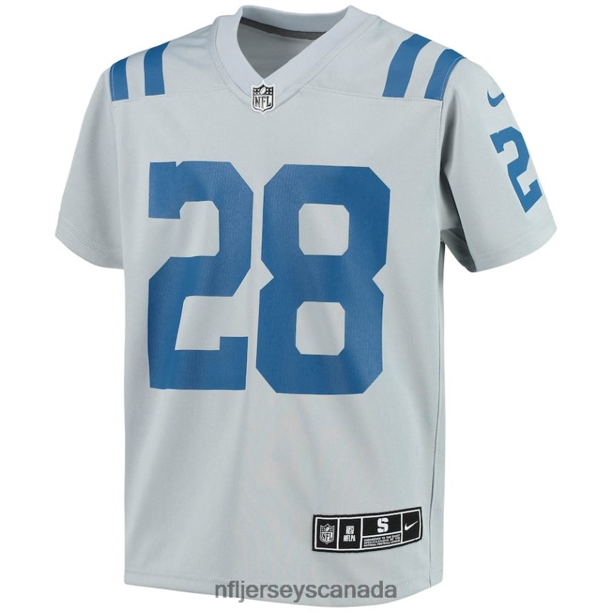 Youth Indianapolis Colts Jonathan Taylor Nike Gray Inverted Team Game Jersey Clothing NFL TBXFR63391