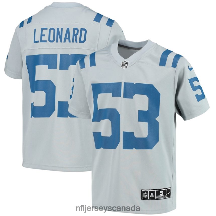 Youth Indianapolis Colts Shaquille Leonard Nike Gray Inverted Team Game Jersey Clothing NFL TBXFR64972