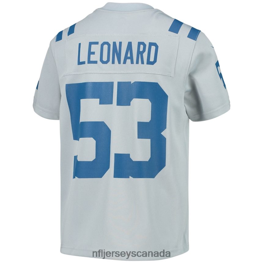 Youth Indianapolis Colts Shaquille Leonard Nike Gray Inverted Team Game Jersey Clothing NFL TBXFR64972