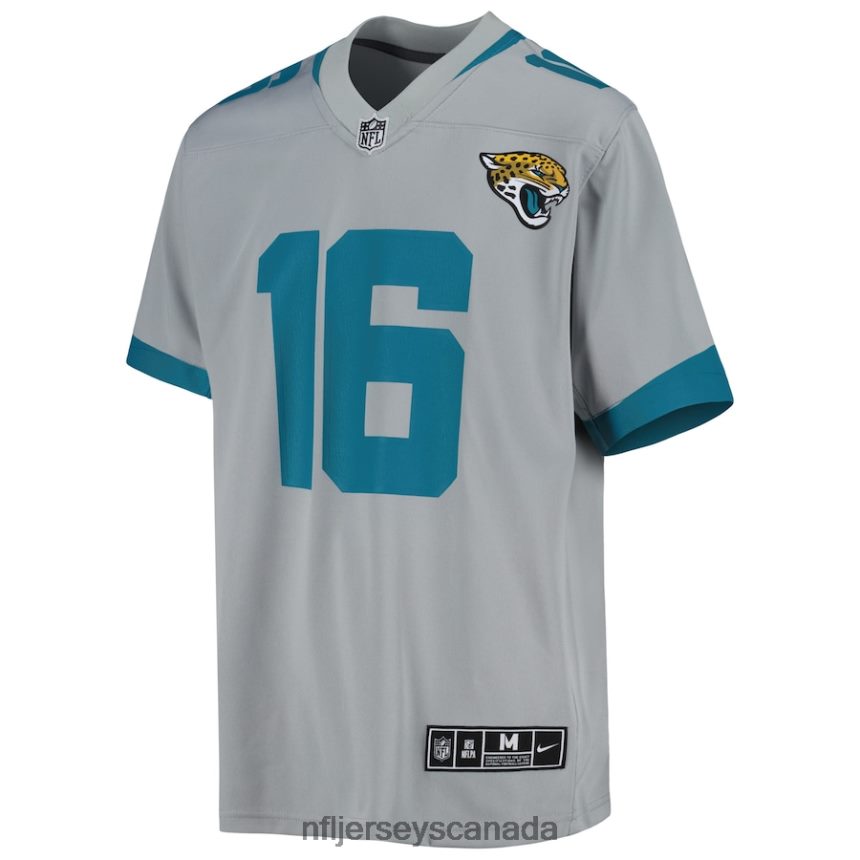 Youth Jacksonville Jaguars Trevor Lawrence Nike Silver Inverted Team Game Jersey Clothing NFL TBXFR61075