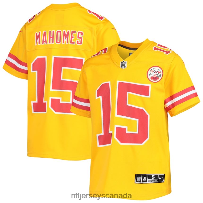 Youth Kansas City Chiefs Patrick Mahomes Nike Gold Inverted Team Game Jersey Clothing NFL TBXFR6495