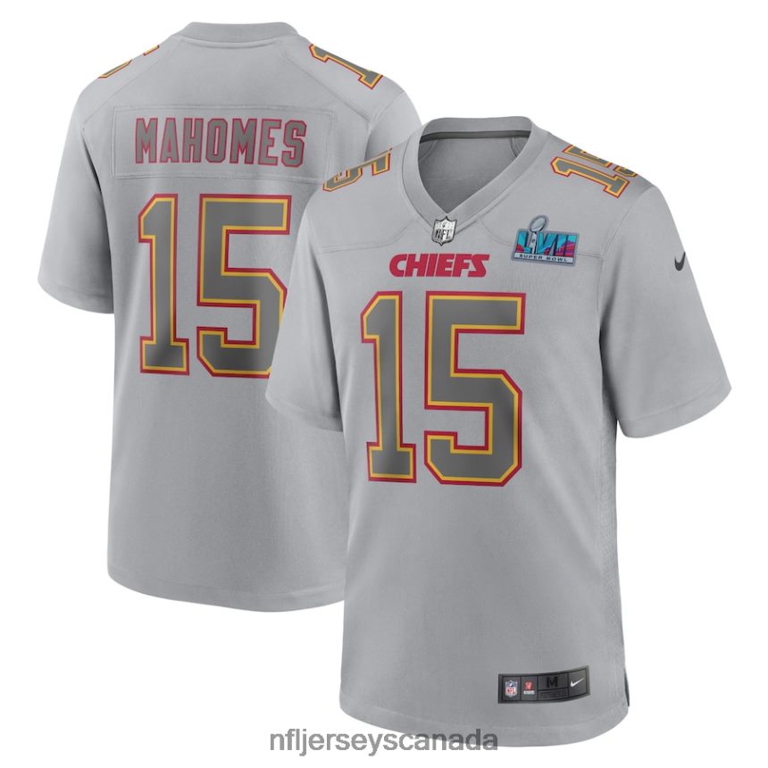 Youth Kansas City Chiefs Patrick Mahomes Nike Gray Super Bowl LVII Patch Atmosphere Fashion Game Jersey Clothing NFL TBXFR616