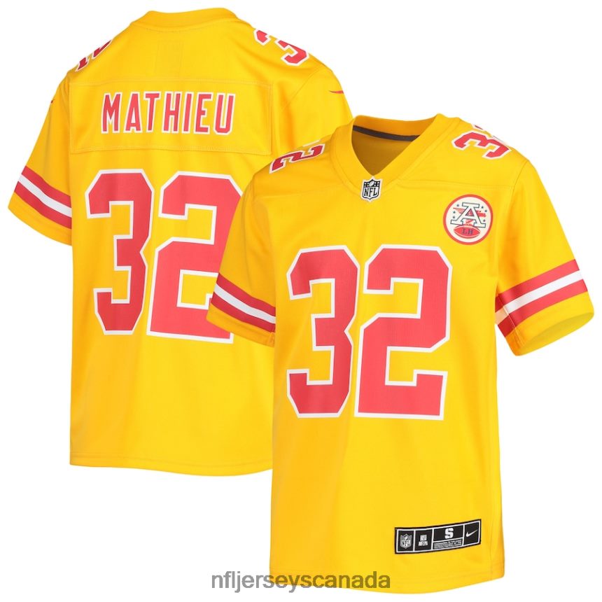 Youth Kansas City Chiefs Tyrann Mathieu Nike Gold Inverted Team Game Jersey Clothing NFL TBXFR62782