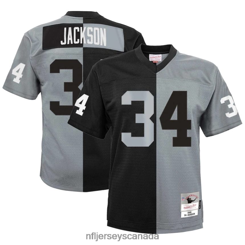 Youth Las Vegas Raiders Bo Jackson Mitchell  Ness Black/Silver Split Legacy Jersey Clothing NFL TBXFR6952