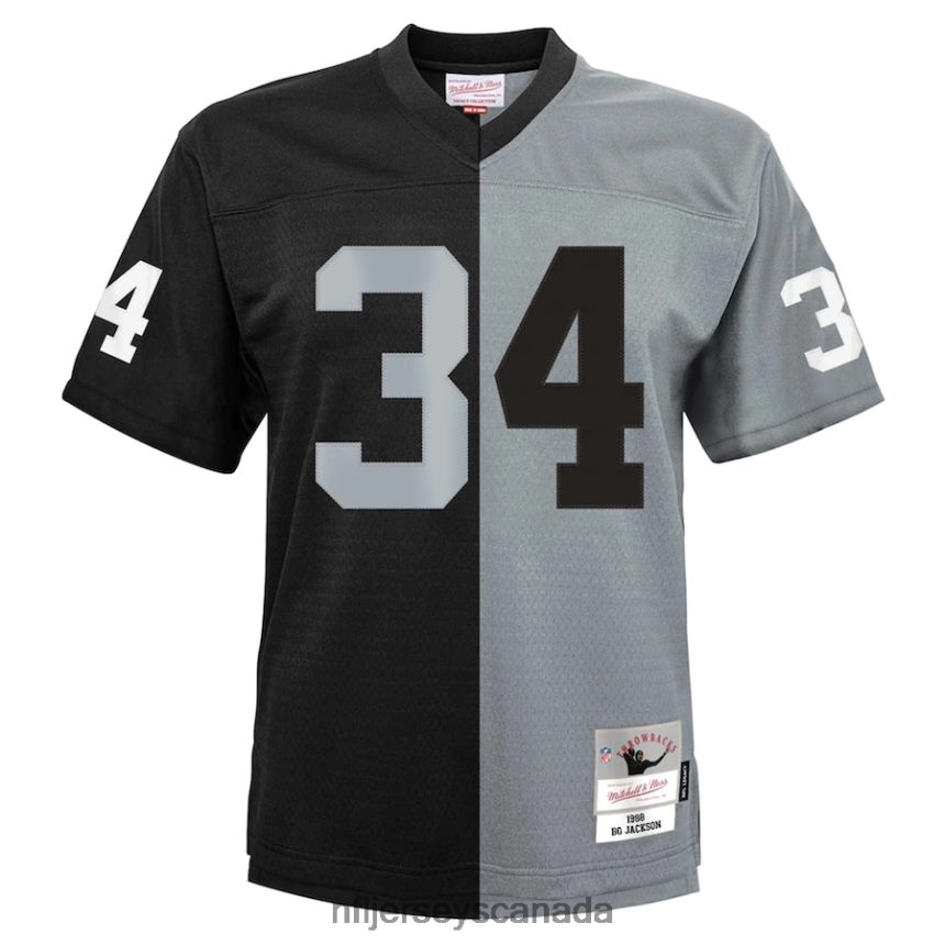Youth Las Vegas Raiders Bo Jackson Mitchell  Ness Black/Silver Split Legacy Jersey Clothing NFL TBXFR6952