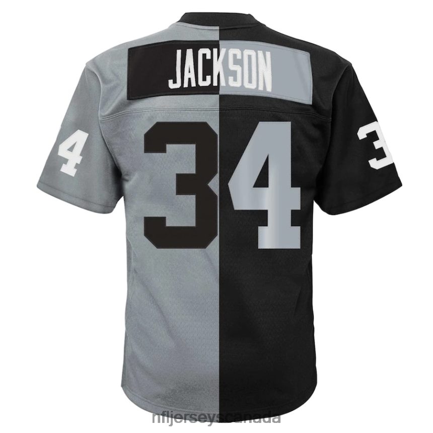 Youth Las Vegas Raiders Bo Jackson Mitchell  Ness Black/Silver Split Legacy Jersey Clothing NFL TBXFR6952