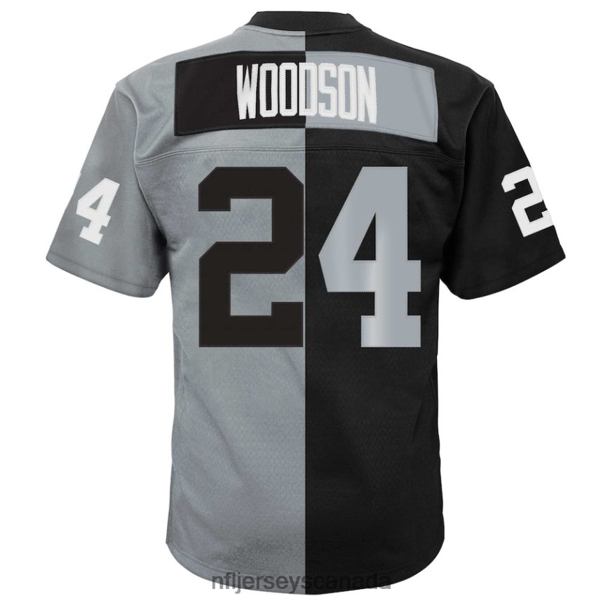 Youth Las Vegas Raiders Charles Woodson Mitchell  Ness Black/Silver Split Legacy Jersey Clothing NFL TBXFR62705