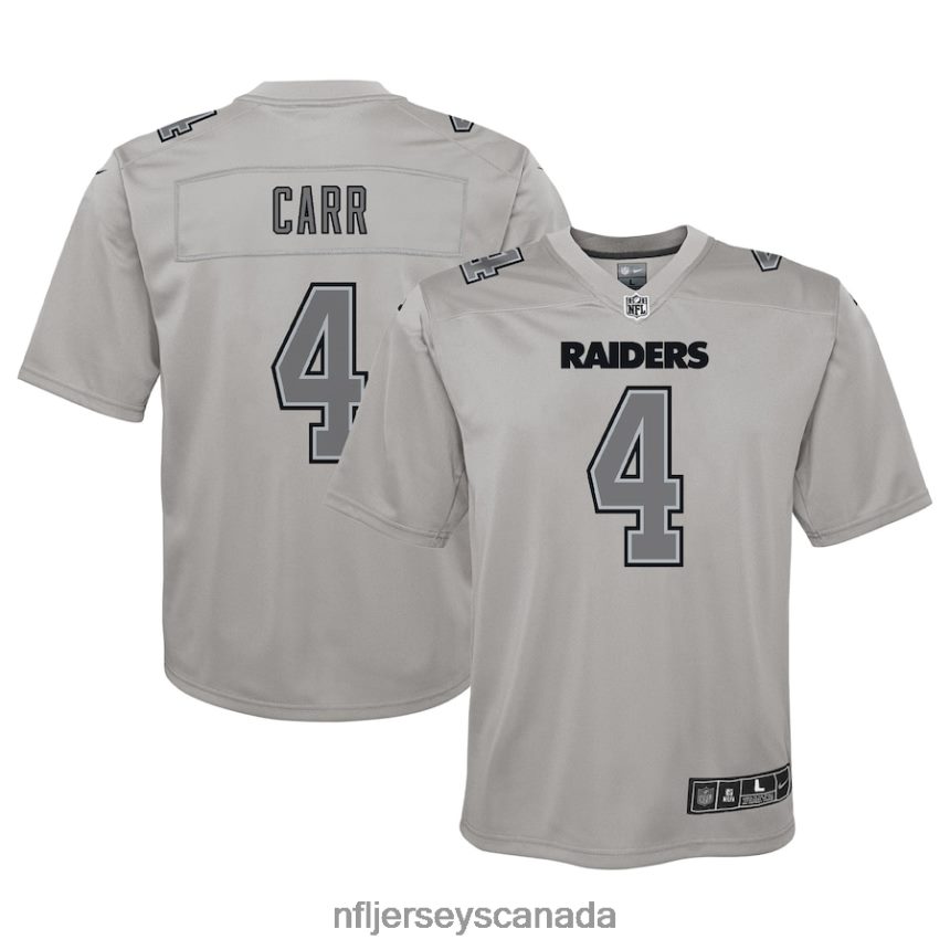 Youth Las Vegas Raiders Derek Carr Nike Gray Atmosphere Game Jersey Clothing NFL TBXFR62713