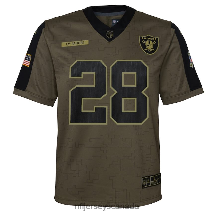 Youth Las Vegas Raiders Josh Jacobs Nike Olive 2021 Salute To Service Game Jersey Clothing NFL TBXFR62012