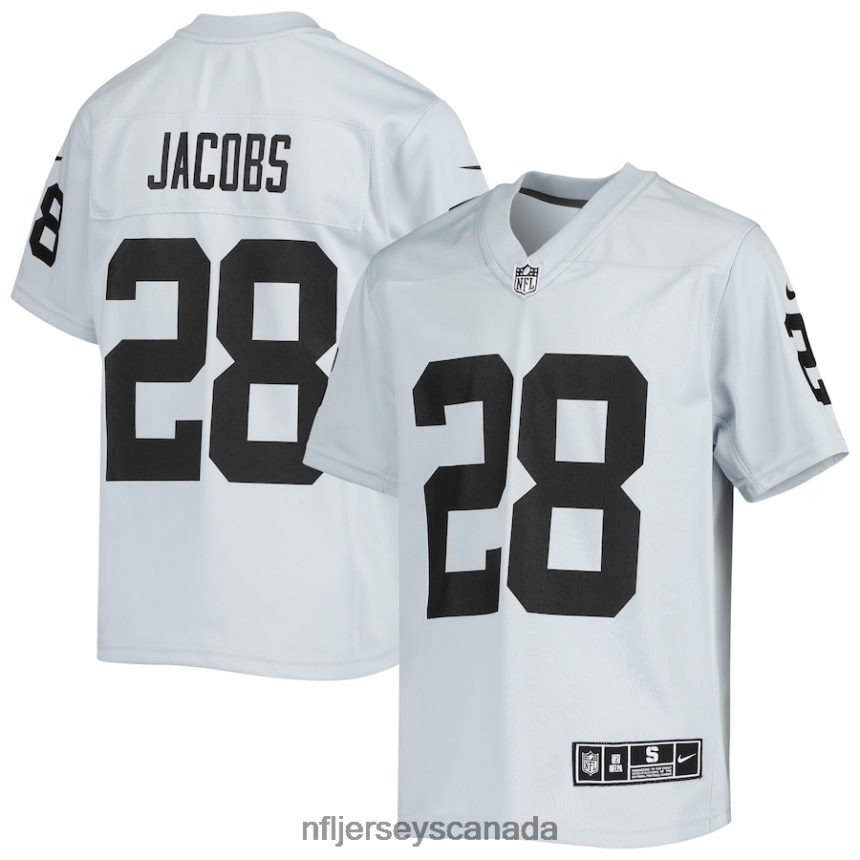 Youth Las Vegas Raiders Josh Jacobs Nike Silver Inverted Team Game Jersey Clothing NFL TBXFR63813