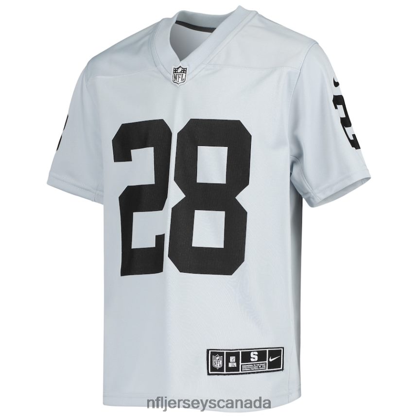 Youth Las Vegas Raiders Josh Jacobs Nike Silver Inverted Team Game Jersey Clothing NFL TBXFR63813