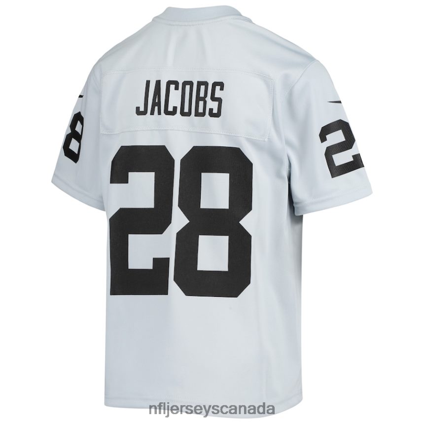 Youth Las Vegas Raiders Josh Jacobs Nike Silver Inverted Team Game Jersey Clothing NFL TBXFR63813