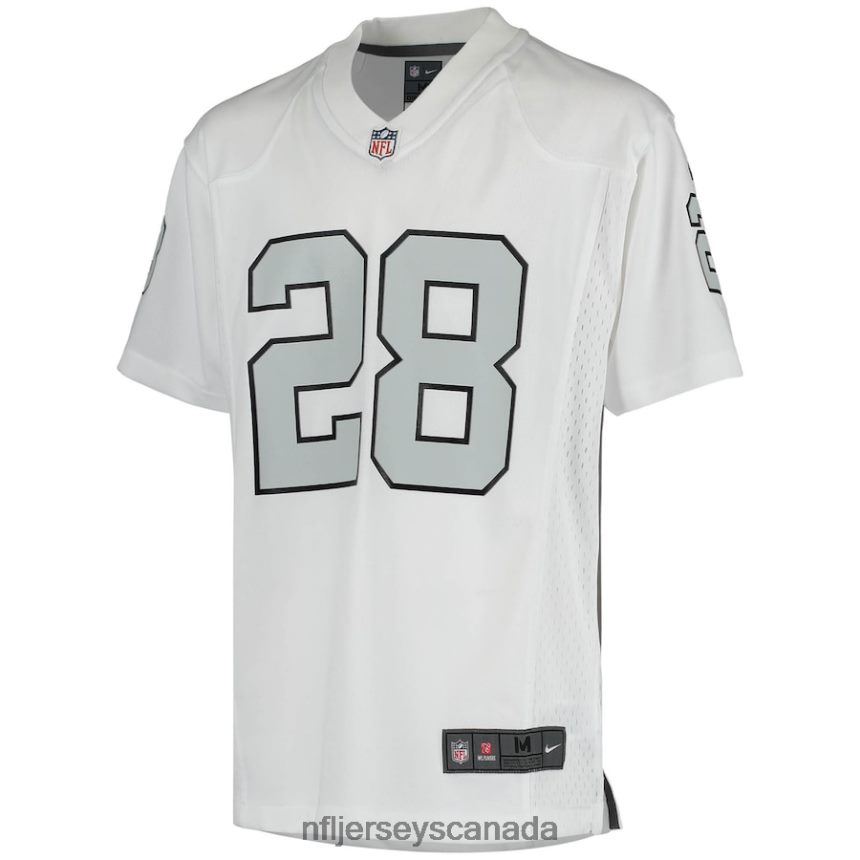 Youth Las Vegas Raiders Josh Jacobs Nike White Color Rush Game Jersey Clothing NFL TBXFR62442