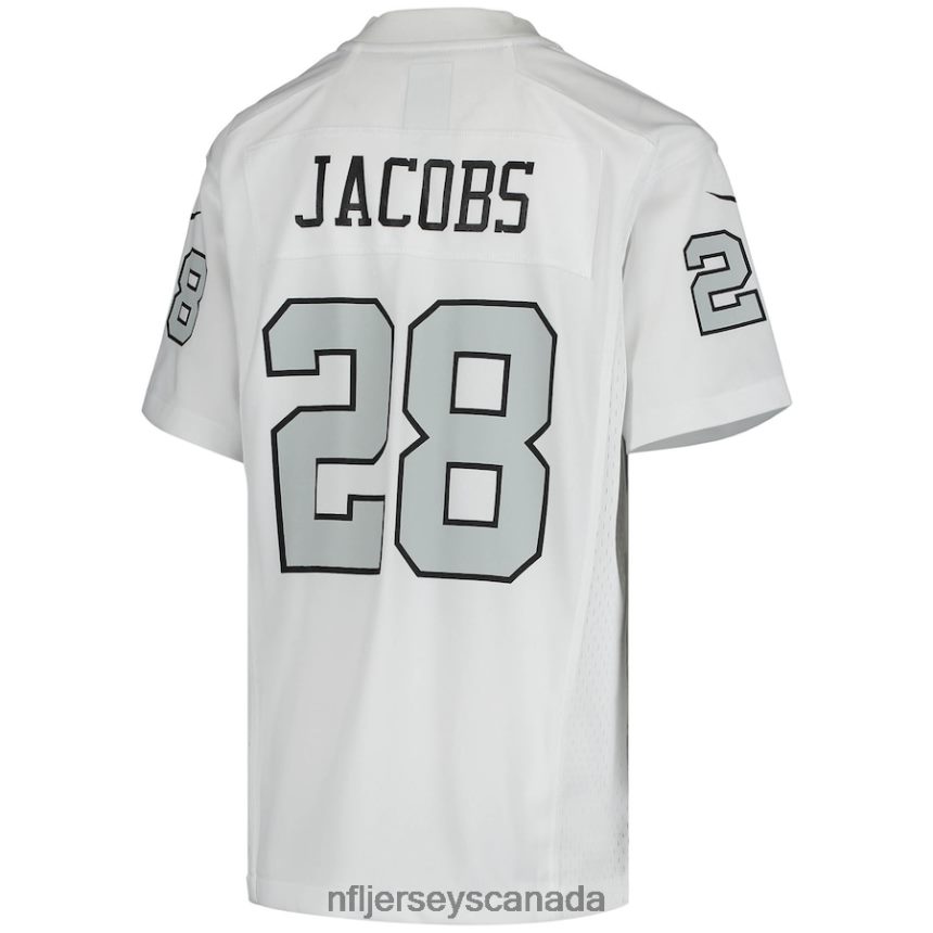 Youth Las Vegas Raiders Josh Jacobs Nike White Color Rush Game Jersey Clothing NFL TBXFR62442