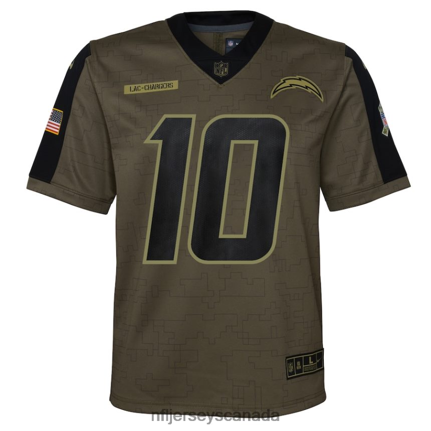 Youth Los Angeles Chargers Justin Herbert Nike Olive 2021 Salute To Service Game Jersey Clothing NFL TBXFR62241