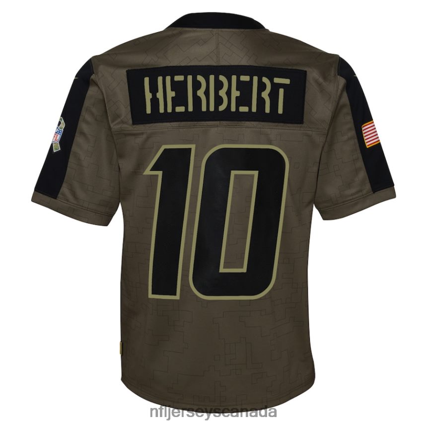 Youth Los Angeles Chargers Justin Herbert Nike Olive 2021 Salute To Service Game Jersey Clothing NFL TBXFR62241