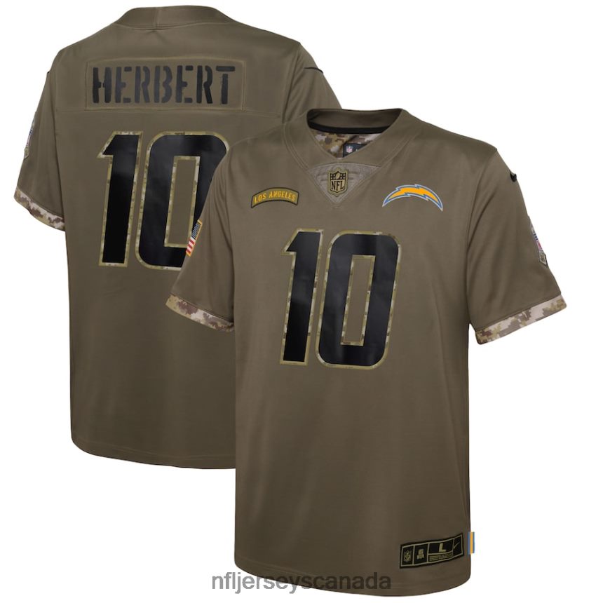 Youth Los Angeles Chargers Justin Herbert Nike Olive 2022 Salute To Service Player Limited Jersey Clothing NFL TBXFR64119