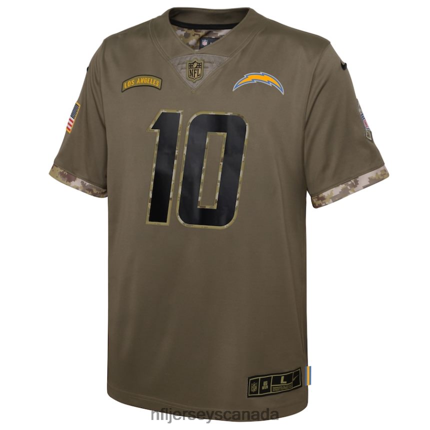Youth Los Angeles Chargers Justin Herbert Nike Olive 2022 Salute To Service Player Limited Jersey Clothing NFL TBXFR64119