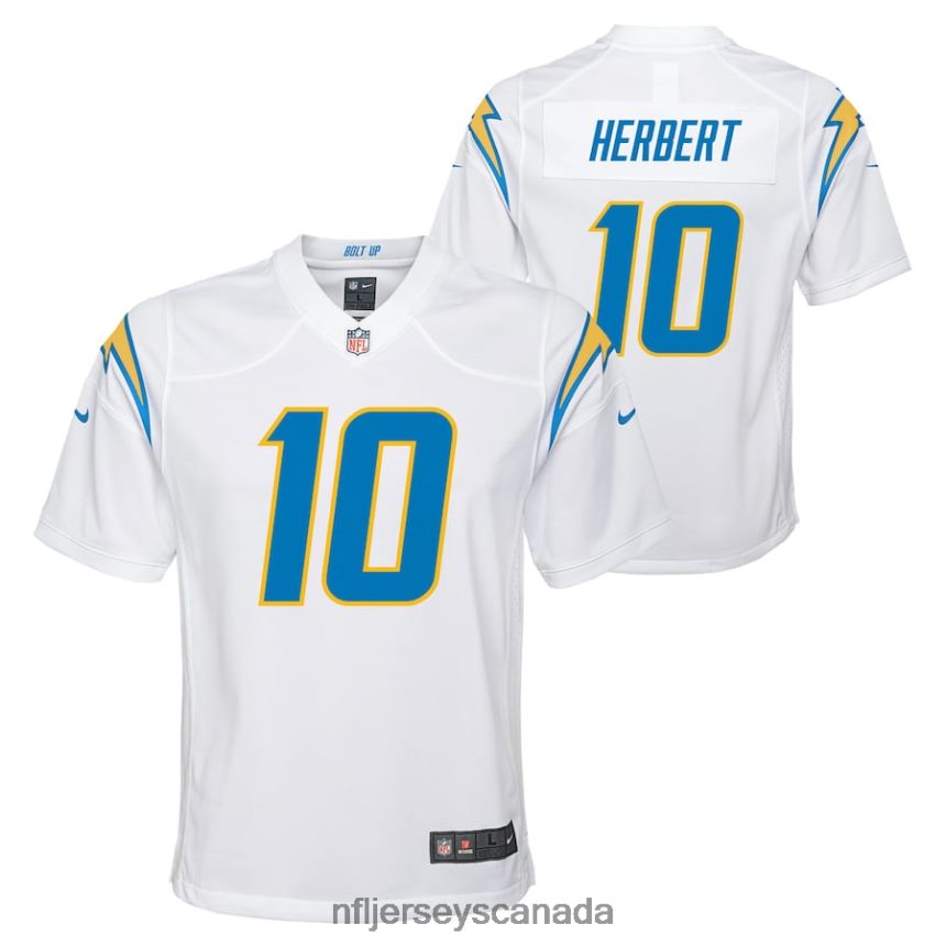 Youth Los Angeles Chargers Justin Herbert Nike White Team Game Jersey Clothing NFL TBXFR6834